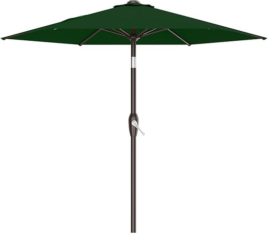 AreShark 7.5FT Patio Umbrella Table Market Umbrella with 6 Sturdy Ribs, Button Tilt/Crank, Heavy-Duty Outdoor Umbrellas for Pool, Deck, Garden and Backyard, Dark Green
