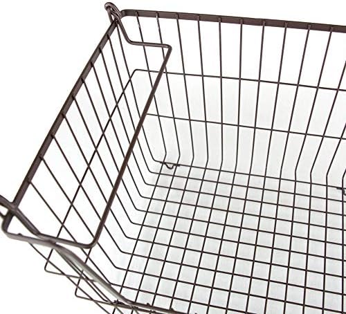 DII Metal Wire Utility Storage Bin, Large Rectangle, 13x10x11", Bronze
