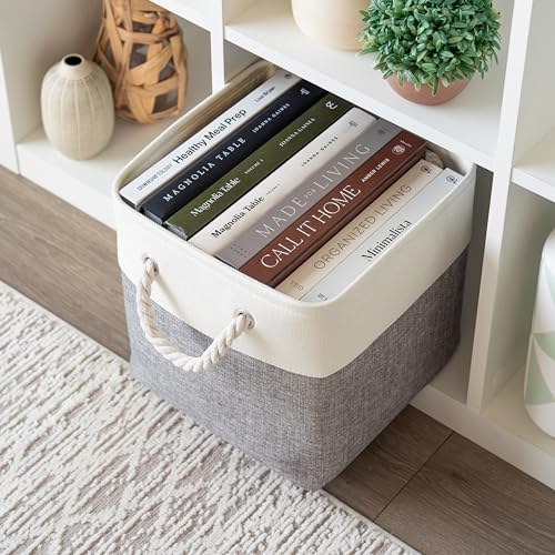 OrganiHaus 11x11 Cube Storage Bins, 4-Pack Fabric Cubes, Rope Handles