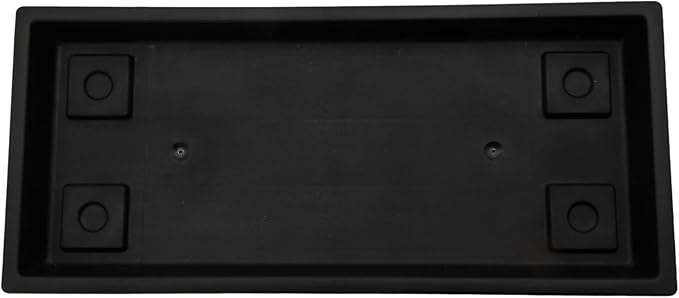The HC Companies Venetian Rectangular Plant Tray - Lightweight Plastic Plant Saucer - Plant Drip Trays for Drainage - UV Resistant Pot Saucer for Indoor & Outdoor Use (23.5" Black, Pack of 1)