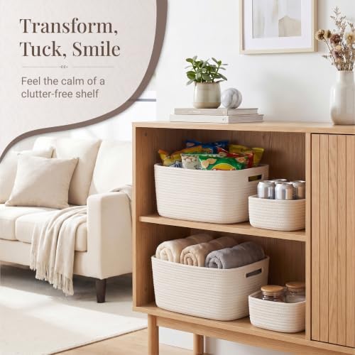 5 Pack Storage Baskets for Shelves, 17"x13"x7.5" & 7"x7"x3.5"
