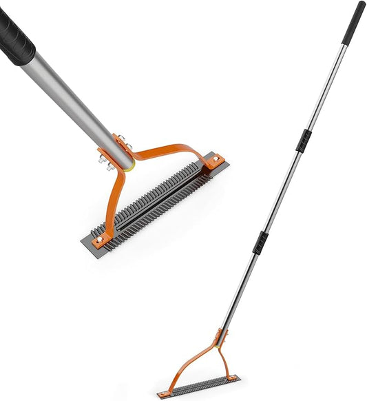 Grass Whip Weed Cutter, Manual Grass Cutter with Serrated Double Blade and 60''Adjustable Long Handle, Manual Weed Wacker for Overgrown Weeds, Garden, Field & Orchard
