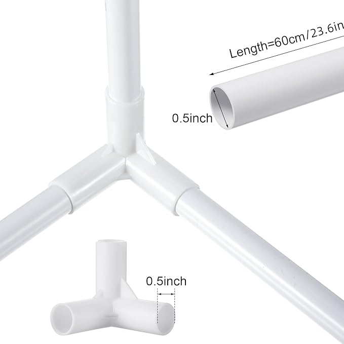 Sawysine 102 Pcs DIY PVC Projects Set Included 60 Pcs 24 Inch PVC Pipe and 42 Connection Pipe Fittings for Spring, Home, Greenhouse, Garden, Farm, Workshop, Summer(White,3/8 Inch)