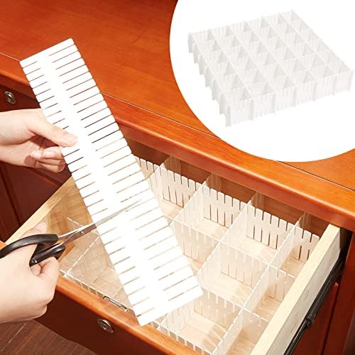 Vesici 80 Pcs Drawer Dividers Adjustable Plastic Organizers Dresser, White