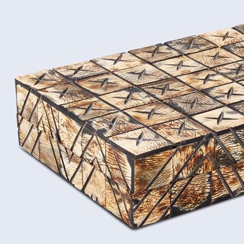 Handicrafts Home Large Decorative Storage Box 12x6– Coffee Table Organizer Box, Modern Home Décor Accent, Keepsake Memory Box, Jewelry Storage Box, Boho Decorative Box with Lid for Shelf, Mantle Decor