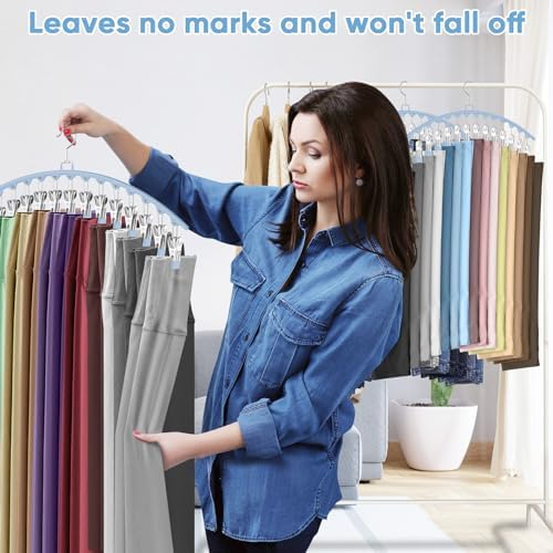 3 Pack Legging Organizer for Closet Hanging, Pants Hangers with Clips Metal