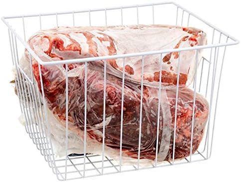 Freezer Storage Organizer Basket, Refrigerator Wire Household Bins with Built-in Handles for Kitchen, Pantry, Cabinet, Closets - Pearl White(4Pack, 11in x 10in x 5.5in)