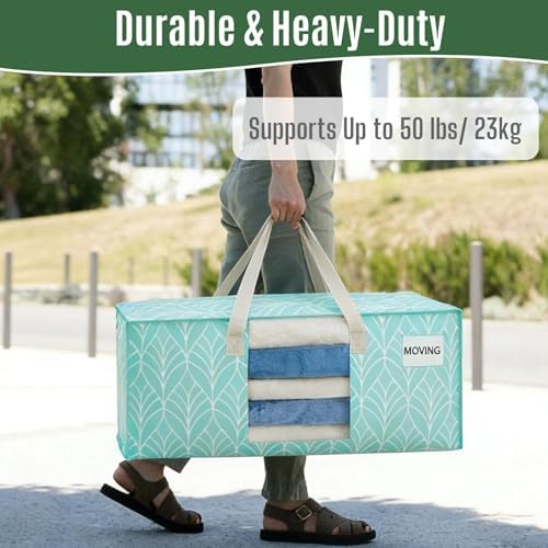VENO Heavy Duty Moving Bags, Storage Bags, Clear Window, Evergreen, 6 Pack