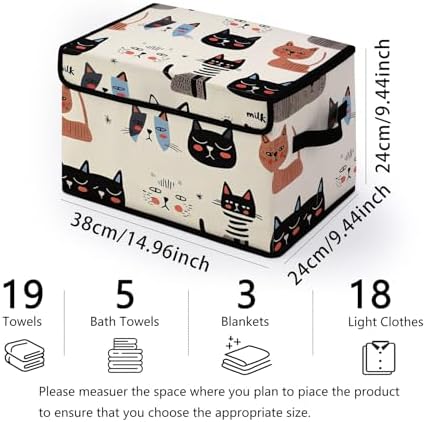 Stackable Storage Bins with Lids,Closet Organizers Fabric Box for Home and Office,Blanket Clothes Organizers,Under Bed Storage Containers 3 Pack