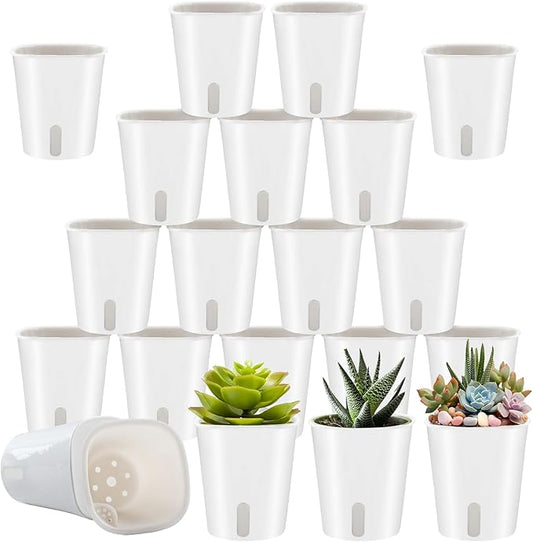 20 Pcs 3 Inch Self Watering Pots Self Watering Planters for Indoor Plants Plastic Self Watering Plant Pot Garden Flower Pots with Water Level Indicator Vents for Herbs
