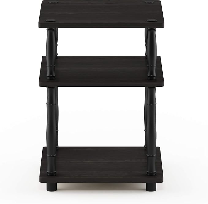 Furinno Turn-N-Tube Toolless 3-Tier Night Stand, Open Shelf, Espresso