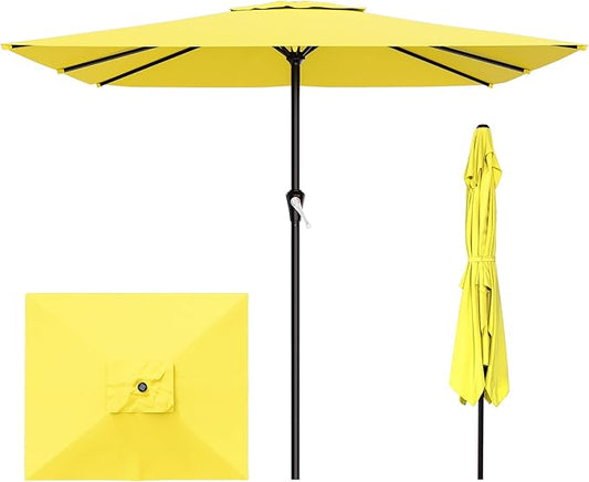 AreShark 8' x 10' Rectangle Patio Umbrellas for Outdoor, Outdoor Table Umbrella, Large Outdoor Patio Umbrellas with 8 Sturdy Ribs for Pool, Garden, Market (Yellow)