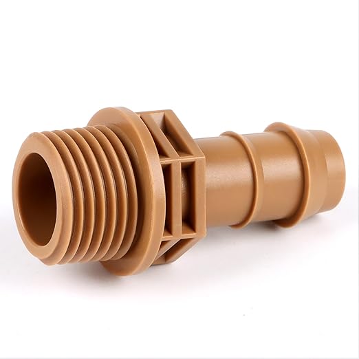RedChili 1/2 Inch Drip Irrigation Fitting To 1/2 Inch Male Hose Threaded Adapter, 10 Pack PVC To Drip Irrigation Coupling Adapter With 1/2" Male Pipe Thread(MPT) x 1/2" Barbed Connectors