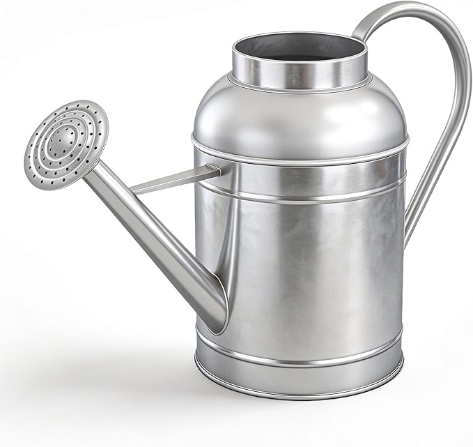 9L Metal Watering Can for Outdoor Garden, Galvanized Steel Large Watering Pot with Top Handle and Long Spout, Rust-Resistant Water Can for Flowers, Lawns, and Farm Use