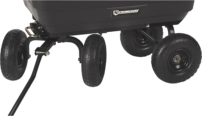 Strongway Poly Garden Dump Cart with Quick Release Mechanism, 600 Pound Capacity Yard Cart with 10 Inch Tires, Dipped Grip Handle, Pivot Steering