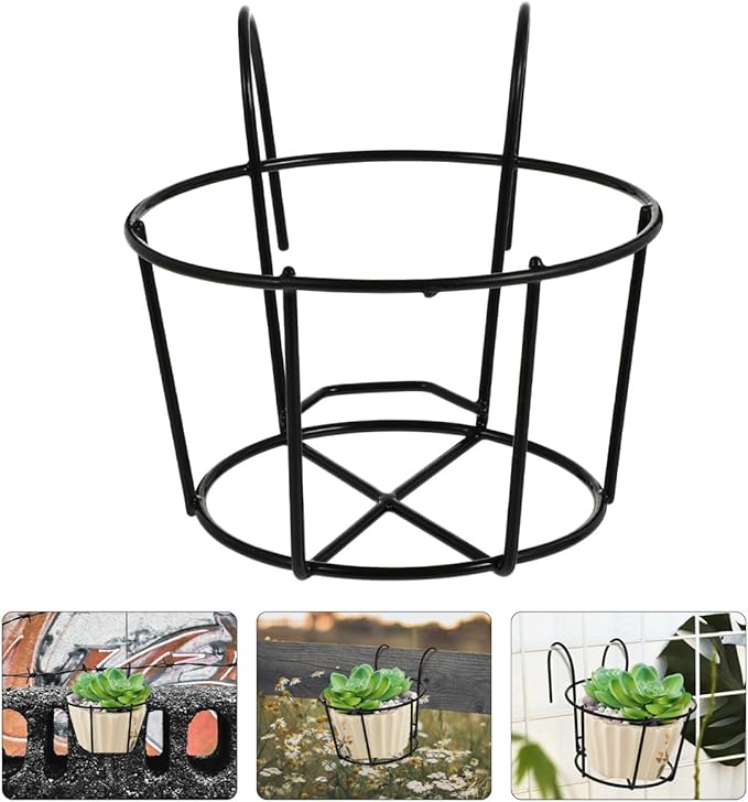 DOITOOL 2 Pcs Balcony Planters Railing Hanging Plant Holder, Metal Fence Planters Hanging Bucket Plant Hangers Flower Pot Holder for Patio Balcony Deck Railing Garden Orchid Patio Outdoor
