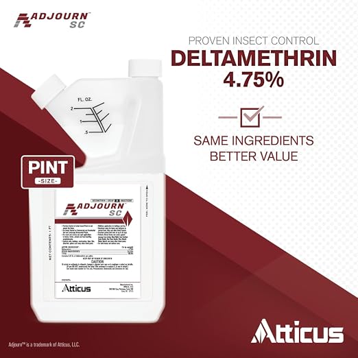 Atticus Adjourn SC Indoor/Outoor Insecticide (16oz) - Deltamethrin 4.75% | Control Ants, Bed Bugs, Fleas, Ticks, Spiders, Scorpions, and Many More Pests, Measuring Made Easy with Tip 'N Measure Bottle