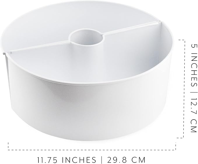 AuldHome Design Umbrella Planter for Patio Table w/Umbrella Hole (White), Enamelware Half-Circle Planter Pots