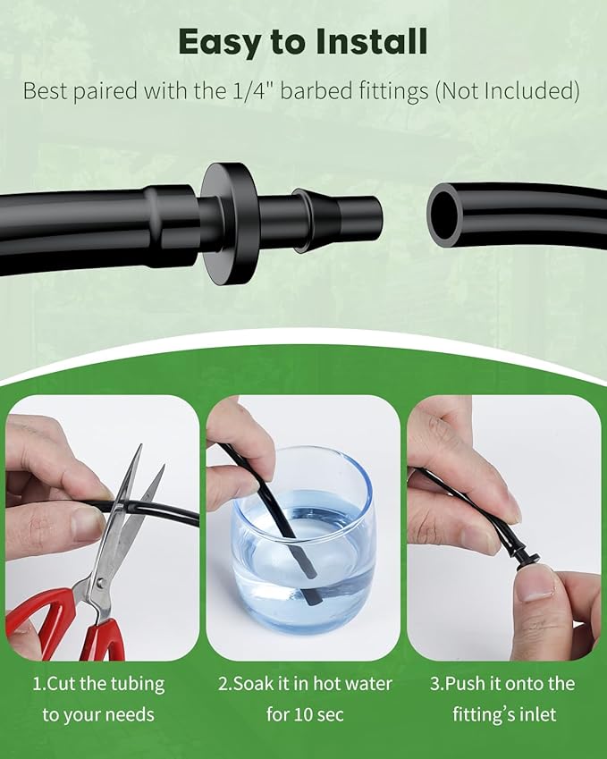 Pawfly 100 ft. 1/4 Drip Irrigation Tubing, Black Distribution Tubing PVC Blank Drip Irrigation Hose Roll for Garden Watering, Drip Irrigation Line for Drip Irrigation System