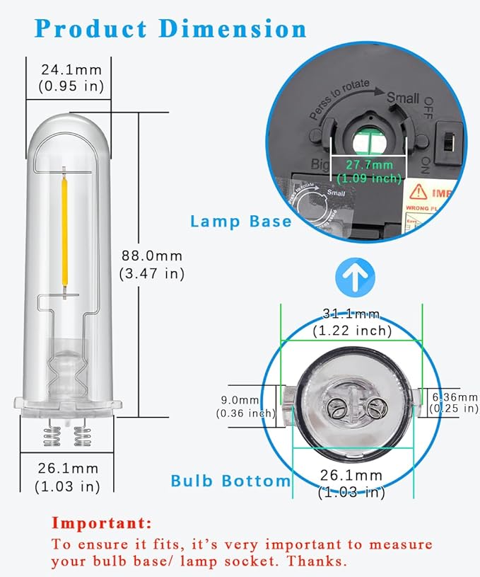 Solar Light Bulbs Replacement Light Parts Outdoor, 3V Low Voltage Bulbs for Solar Pathway Garden Landscape Lawn Walkway Lights IP65 Waterproof, 2 Pack