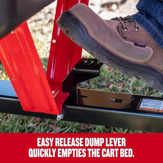 Craftsman CMXGZBF7124489 350 lb Load Capacity, Tow Behind Poly Dump/Swivel Cart, 10 CU FT Capacity; Lawn & Garden Cart/Trailer for Lawn Mowers, Easy to Use Hand Dumping Mechanism