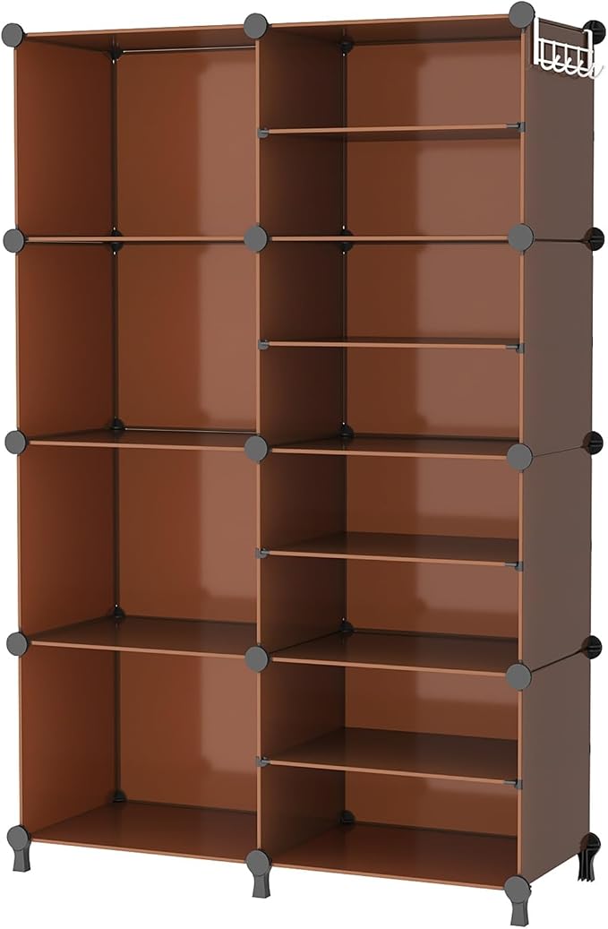 AWTATOS Closet Organizer 8 Cube Storage Shelves, Cocoa Brown