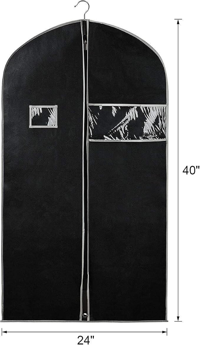 Syeeiex 40 Inch Suit Bag, Suit Bags for Closet Storage, Black, Set of 8