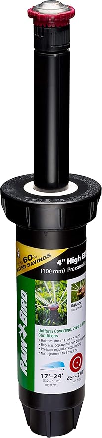 Rain Bird 22SAPROPR Pressure Regulating (PRS) High-Efficiency Pro Rotary Sprinkler, Hand Adjustable 45°- 270° Pattern, 17' - 24' Spray Distance, 4" Pop-up Height