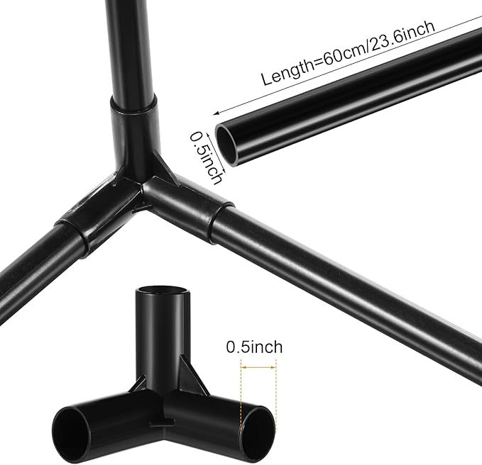 Sawysine 102 Pcs DIY PVC Projects Set Included 60 Pcs 24 Inch PVC Pipe and 42 Connection Pipe Fittings for Spring, Home, Greenhouse, Garden, Farm, Workshop, Summer(Black,3/8 Inch)