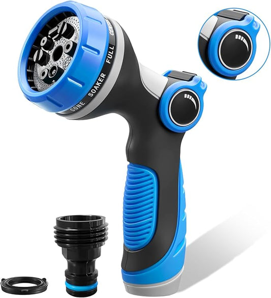 Garden Hose Nozzle,Hose Spray Nozzle with Adjustable 10 Watering Patterns,Slip Resistant High Pressure Water Hose Nozzle Sprayer for Plants & Lawns Watering,Car Washing and Pet Showering