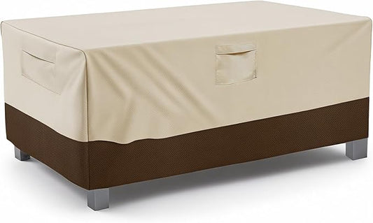 Vailge Rectangular/Oval Patio Table Cover, Heavy Duty and Waterproof Outdoor Lawn Patio Furniture Covers (Beige&brown, 36"Lx20"Wx16"H)