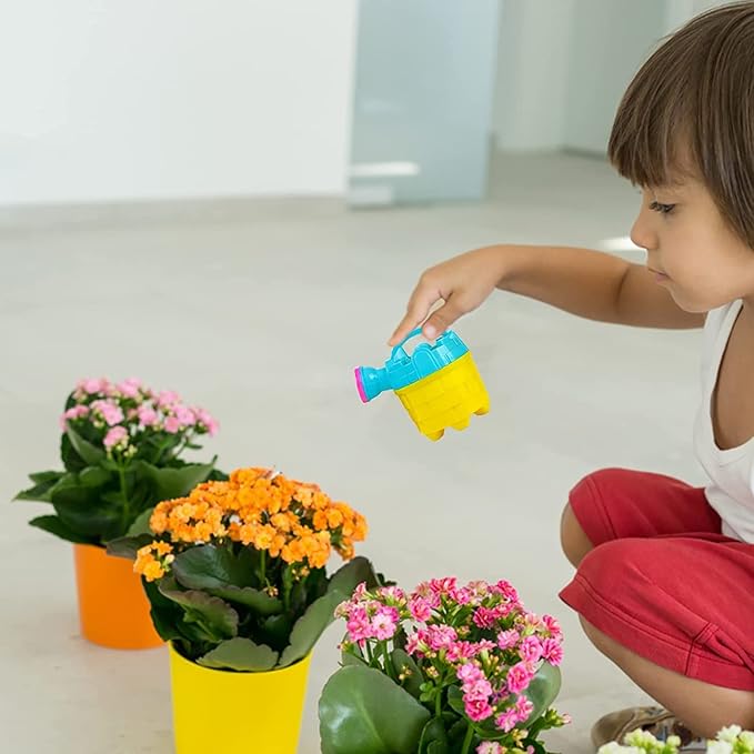 4E's Novelty Kids Watering Cans Bulk (Mini) 6 Pack, 4.5 Inch Plastic - Gardening Planting Tools for Kids & Toddlers, Beach Party Favors Gifts, Bulk Sand Toys, Easter Basket Stuffers