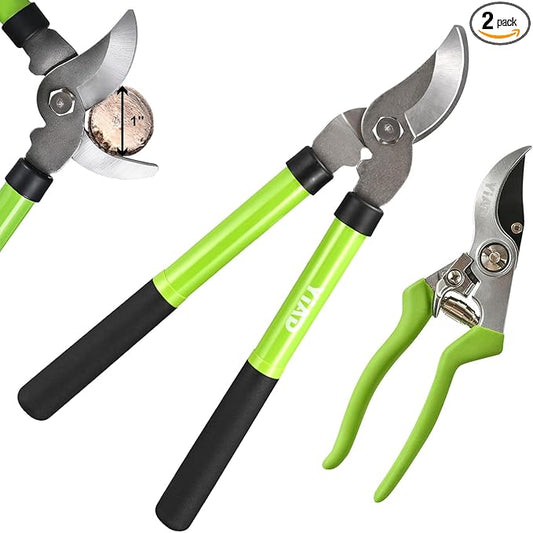Loppers for Tree Trimmer 15" Branch Cutter and Garden Shears Set Bypass Pruning Shears,Rust-Resistant Clipper,1.5" Diameter Cut Capacity,Shock-Absorbing Handle,Gardening Pruners for Yard,Plant,Hedge