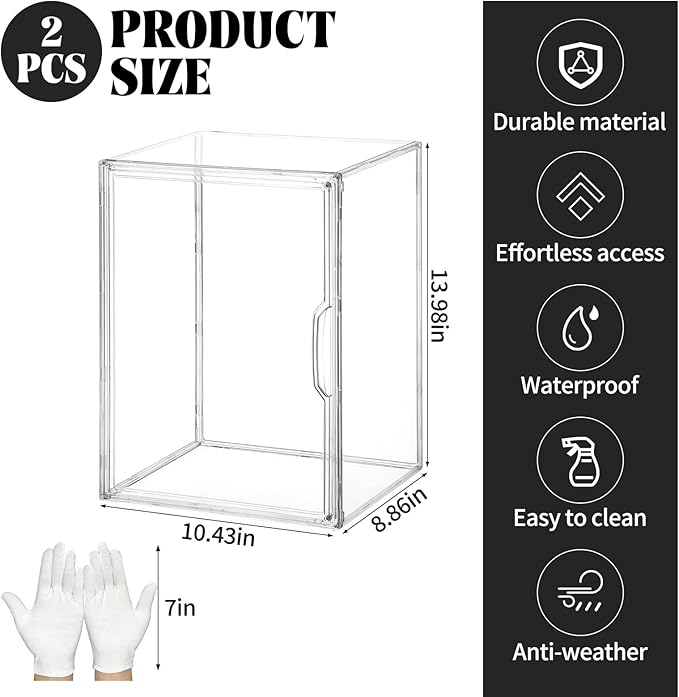 2 Pcs Mini Greenhouse for Indoor Clear Portable Tabletop Greenhouse with Magnetic Door Stackable Waterproof Small Plant Tent for Indoor Plants Growing & Seed Starting 14.2×10.6×8.7 Inch