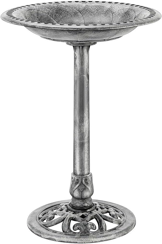 VIVOHOME Bird Bath for Outside, Polyresin Pedestal Bird Baths for Outdoor, Garden, 28 Inch Height Weather-Resistant Birdbaths with 20" Bowl, Gray