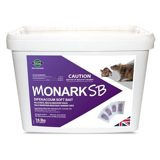 PelGar Monark SB Difenacoum Soft Bait Rodenticide, Kills Rats, Mice & Meadow Voles, 16 lb Pail, 480 x 15 gm Sachets