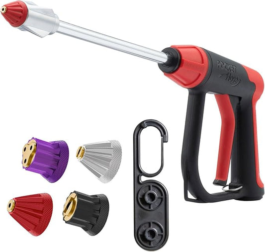 Pocket Hose Arrow, AS SEEN ON TV, Adjustable Spray Nozzle from Powerful Jet Stream to Gentle Garden Watering, Flow Force Tech, 4 Precision Tips, Rust-Resistant, Non-Slip Handle, Great for Car Wash