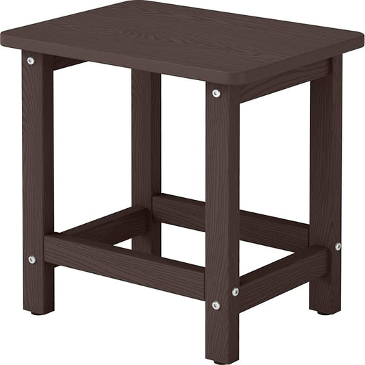 Weatherproof Outdoor Side Table, HDPE Small Outdoor Table for Adirondack, 16.6-Inch Patio Square End Tables for Garden, Backyard, Porch, Deck, Balcony, Poolside (Coffee)