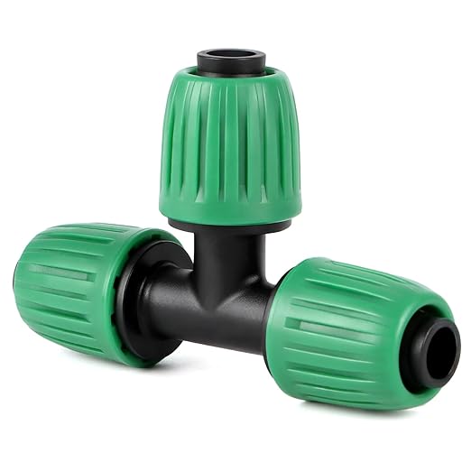 RedChili 14 Pcs 1/2 Inch Irrigation Tubing Tee Fittings, (1/2" ID x0.6-0.65" OD) 16mm Drip Tubing Barbed Locked Nuts Connectors Anti-Drop 1/2" T Parts for Garden Lawn Irrigation System
