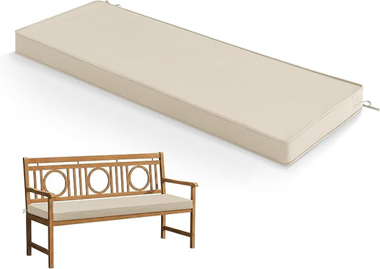 Summsun Outdoor Bench Cushion: Waterproof and Fade Resistant Patio Furniture Cushions - Non-Slip Bench Pad Cushion with Removable Cover for Garden Swing Porch Sofa Settee, 45 x 18 Inch, Beige