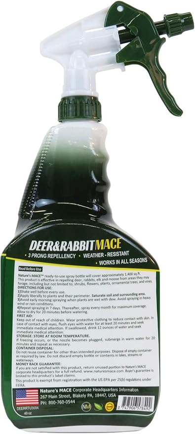 Nature's Mace Garden Spray - Plant-Friendly Outdoor Care, Mint Scent, 40 oz Ready-to-Use, Safe Around People, Pets, and Plants