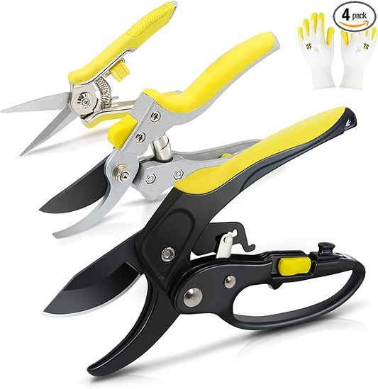 Jardineer Pruning Shears for Gardening Heavy Duty, Sharp Garden Clippers Handheld, Hand Pruners for Gardening Less Effort