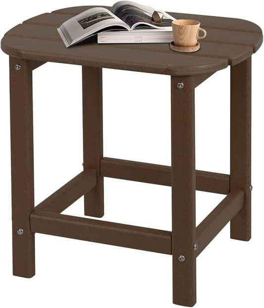 Outdoor Adirondack HDPE Side Table, Wooden Textured, Set for Patio, Garden, Porch, Pool Composite Patio, Backyard, Bathroom and Indoor, Maintenance & Weather Resistant