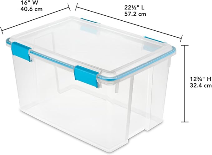 Sterilite Gasket Storage Box with Lids for Home & Office, 54 Quart, 8-Pack