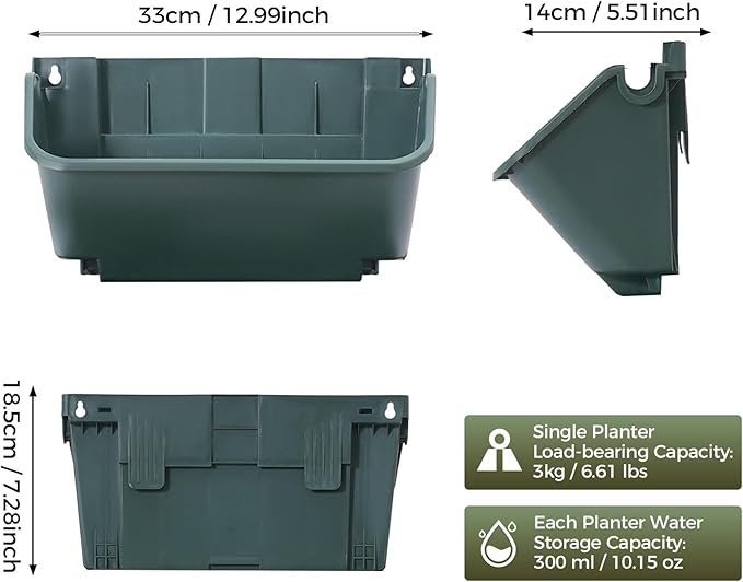 24 Pack Vertical Garden Planter,13 inch Wall Mounted Planter for Patio Indoor Outdoor Decor, Garden Self Watering Pot Balcony Plant Vegetable Fruit Herb Hanging Pocket Holder Flowerpot (Army Green)