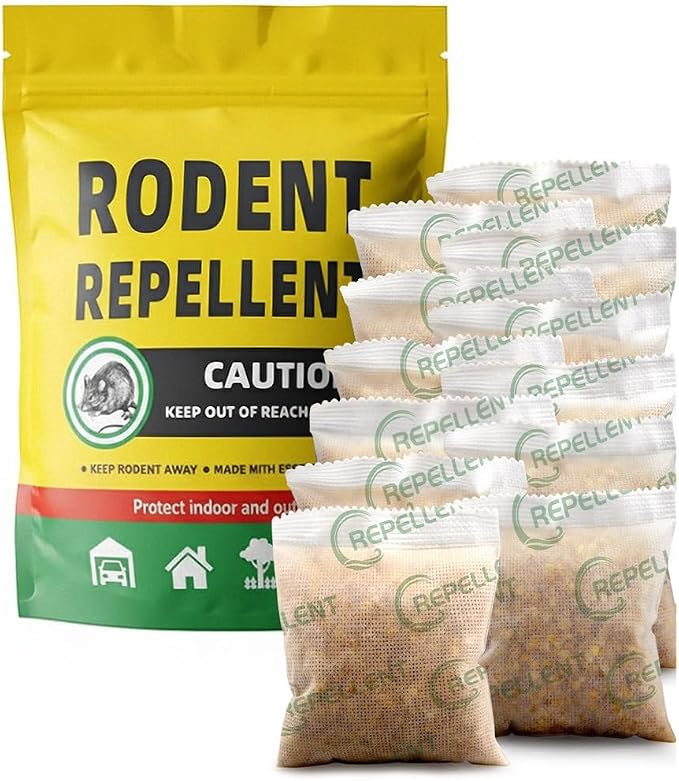 fcesiweg Rodent Repellent, Mice Repellent, Peppermint Rat Repellent, Keep Rodents Out of House/Cars/Rvs/Garages, Natural Mouse Repellents, Indoor & Outdoor 3 Months Protection, 12P