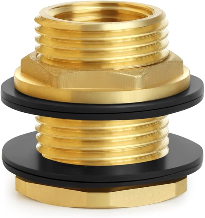 Ceaeso 1/2" NPT Female X 3/4" Male GHT(Garden Hose Threaded), Soild Brass Bulkhead Fitting With 2 Rubber Rings For Water Tower Tank Barrels Rain Barrels…