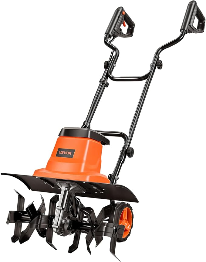 VEVOR Corded Electric Tiller, 18 Inch Tilling Width Garden Rototiller, 13.5-Amp Motor Heavy-Duty Tilling Machine, Cultivator with Steel Tines and Foldable Handle, for Lawn, Yard, and Gardening Care