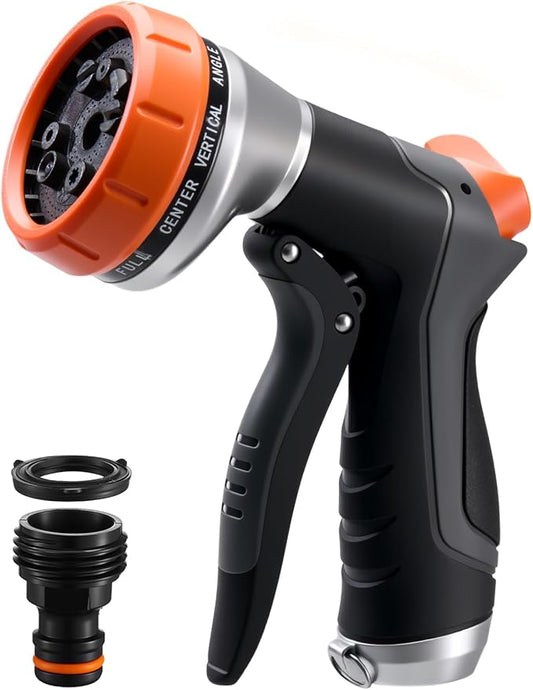 Garden Hose Nozzle,Hose Spray Nozzle with Water Volume Control Valve,High Pressure Water Hose Nozzle Sprayer with Adjustable 10 Patterns for Plants & Lawns Watering,Car Washing and Pet Showering