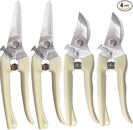 Garden Scissor for Plant, 4 Pcs Floral Scissors, Tip Pruning Shears Bulk for Cutting Flowers, Bonsai, Fruits and Trimming Plants